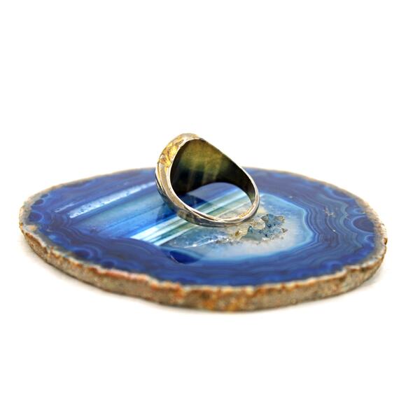 Silver-tone with Gold Accent A Signet Ring - Picture 2 of 5